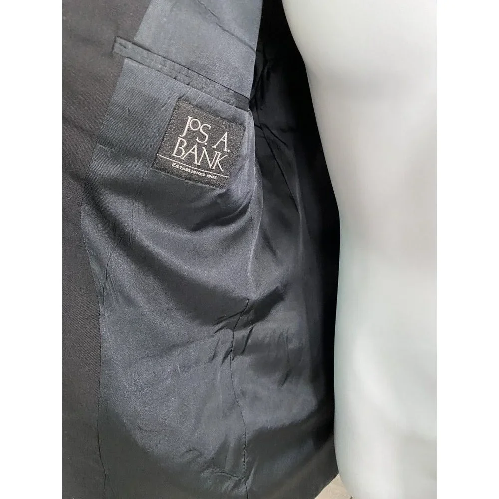 Jos A Bank Gordon Solid Black 100% Wool 2 Button Jacket Blazer 39R